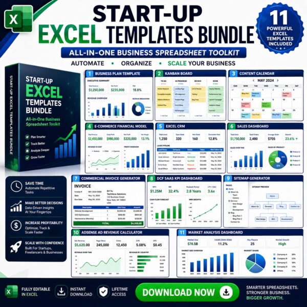 start-up excel template bundle