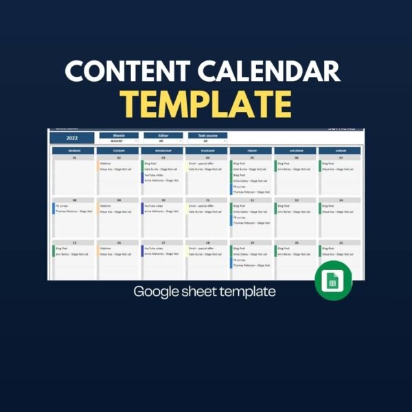 Content Calendar Google Sheets Template