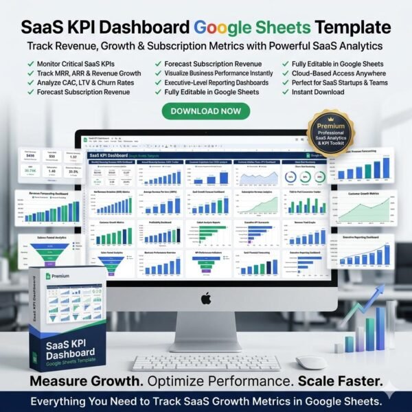 Saas KPI dashboard google sheets template