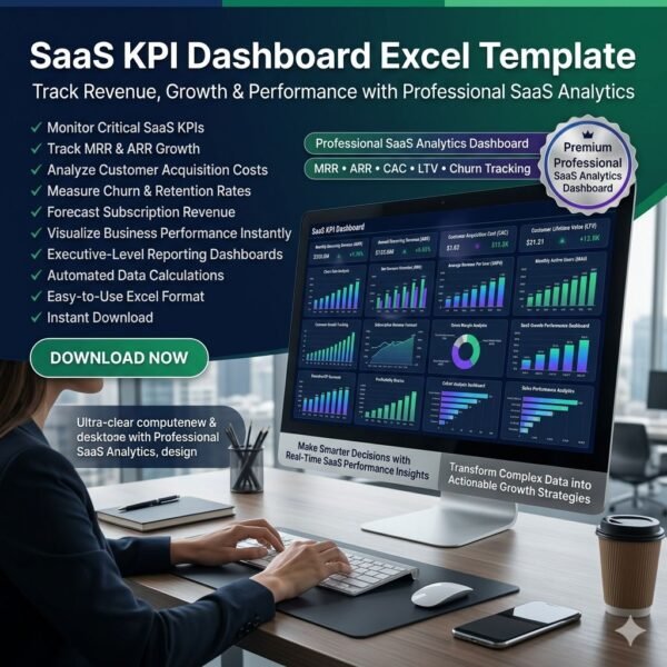 Saase KPI dasboard excel template
